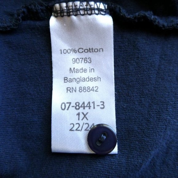Roaman's Navy Blue Henley Tee Size 22/24 1X - Picture 8 of 8